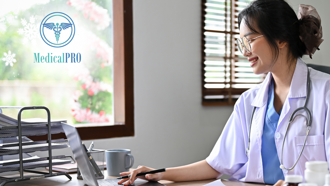 A healthcare professional using MedicalPro software