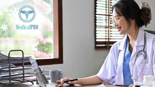 A healthcare professional using MedicalPro software